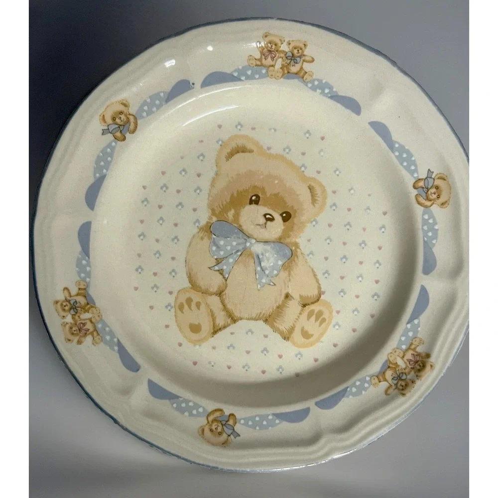 Set of 4 Vintage Tienshan Country Bear Theodore Teddy Stoneware 8